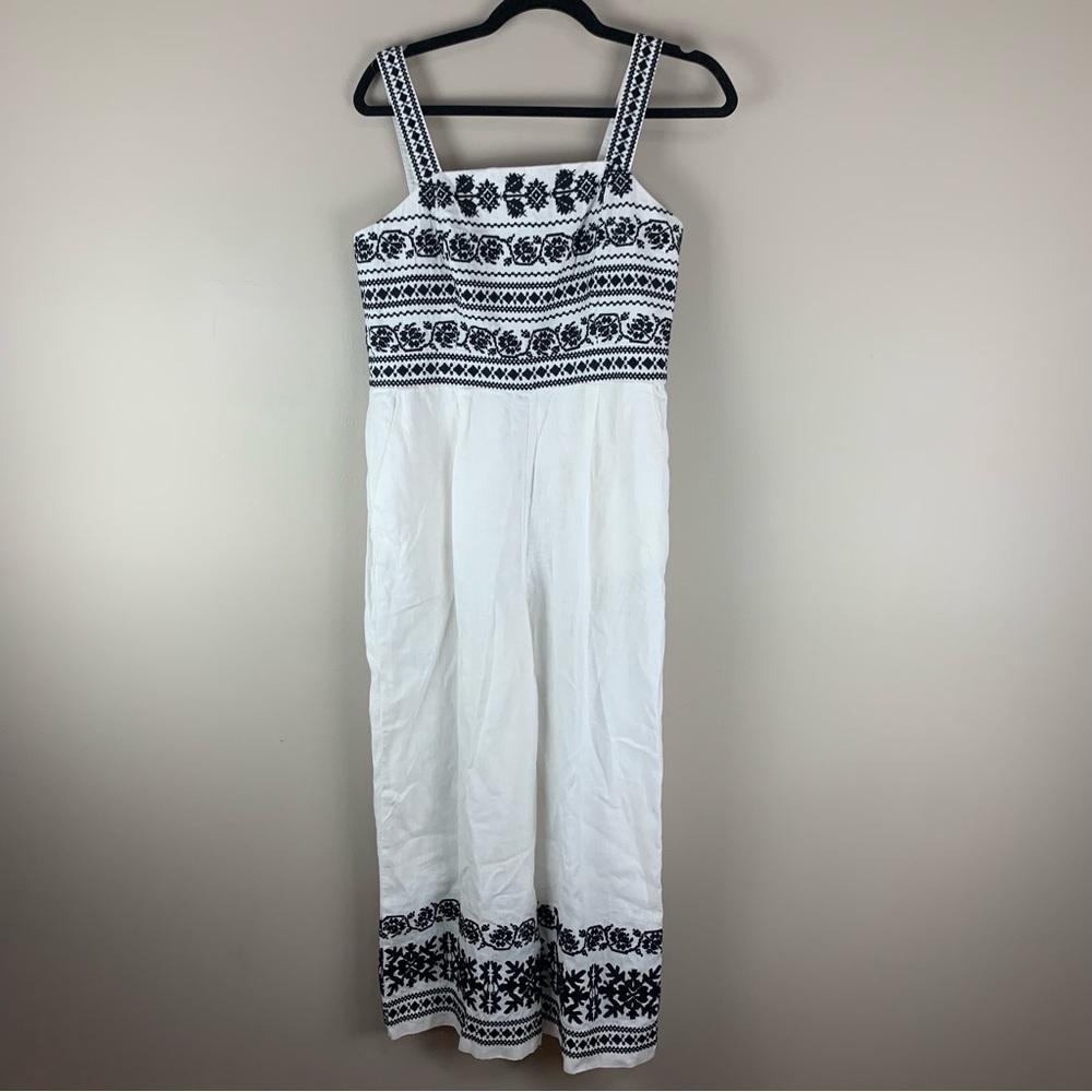 Boden White & Black Embroidered Jumpsuit size 6P